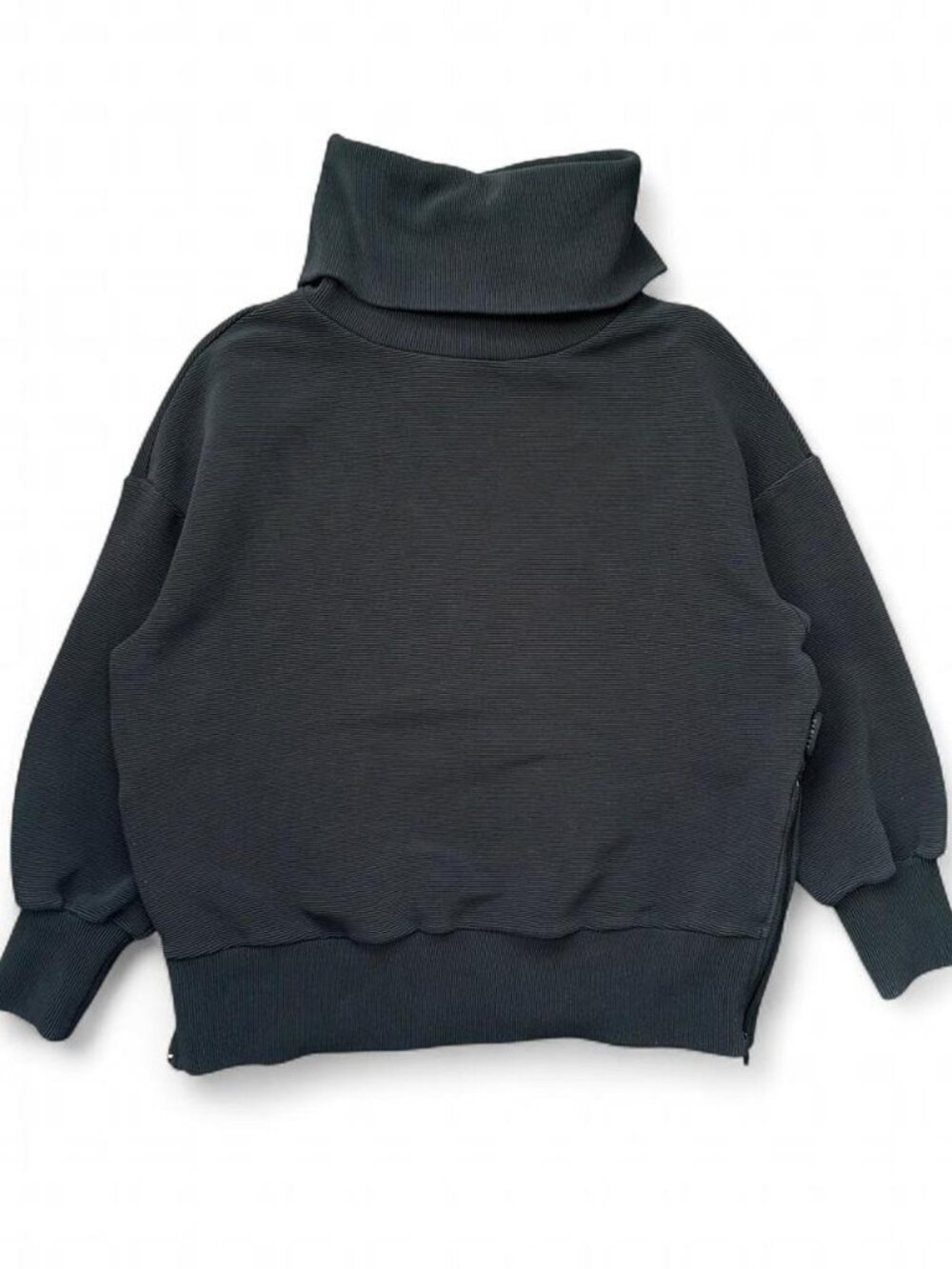 Varley Milton Sweat Oversized Ribbed Turtleneck Sweatshirt Black Minimal